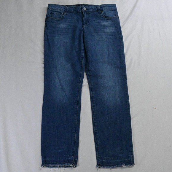 KUT from the Kloth 6 Raw Hem Slim Dark Wash‎ Stretch Denim Jeans - Picture 1 of 5